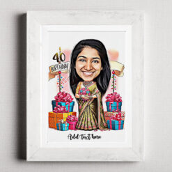 Elegant Indian Birthday Caricature