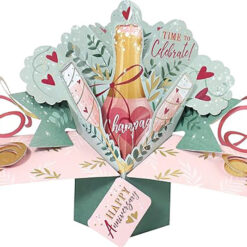Happy Anniversary Pop Up Card - Champagne & Glasses