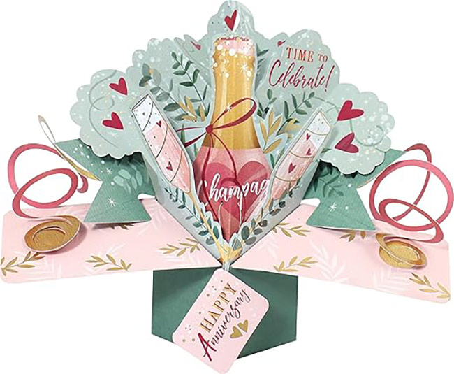 Happy Anniversary Pop Up Card - Champagne & Glasses