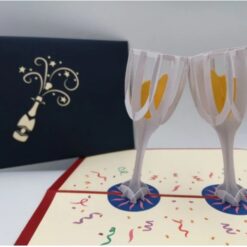Champagne Glasses Navy - Irish Made Pop Up Cards