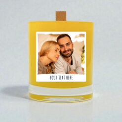 Upload Image Candle with Wooden Wick – Yellow