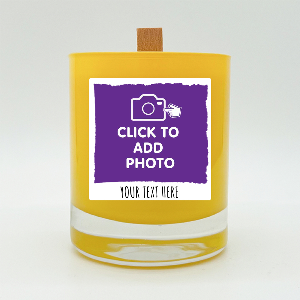 Upload Image Candle with Wooden Wick - Yellow