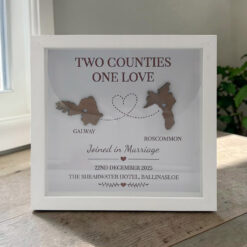 Personalised Two Counties One Love 3D Wooden Frame – Ireland