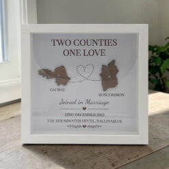 Personalised Two Counties One Love 3D Wooden Frame