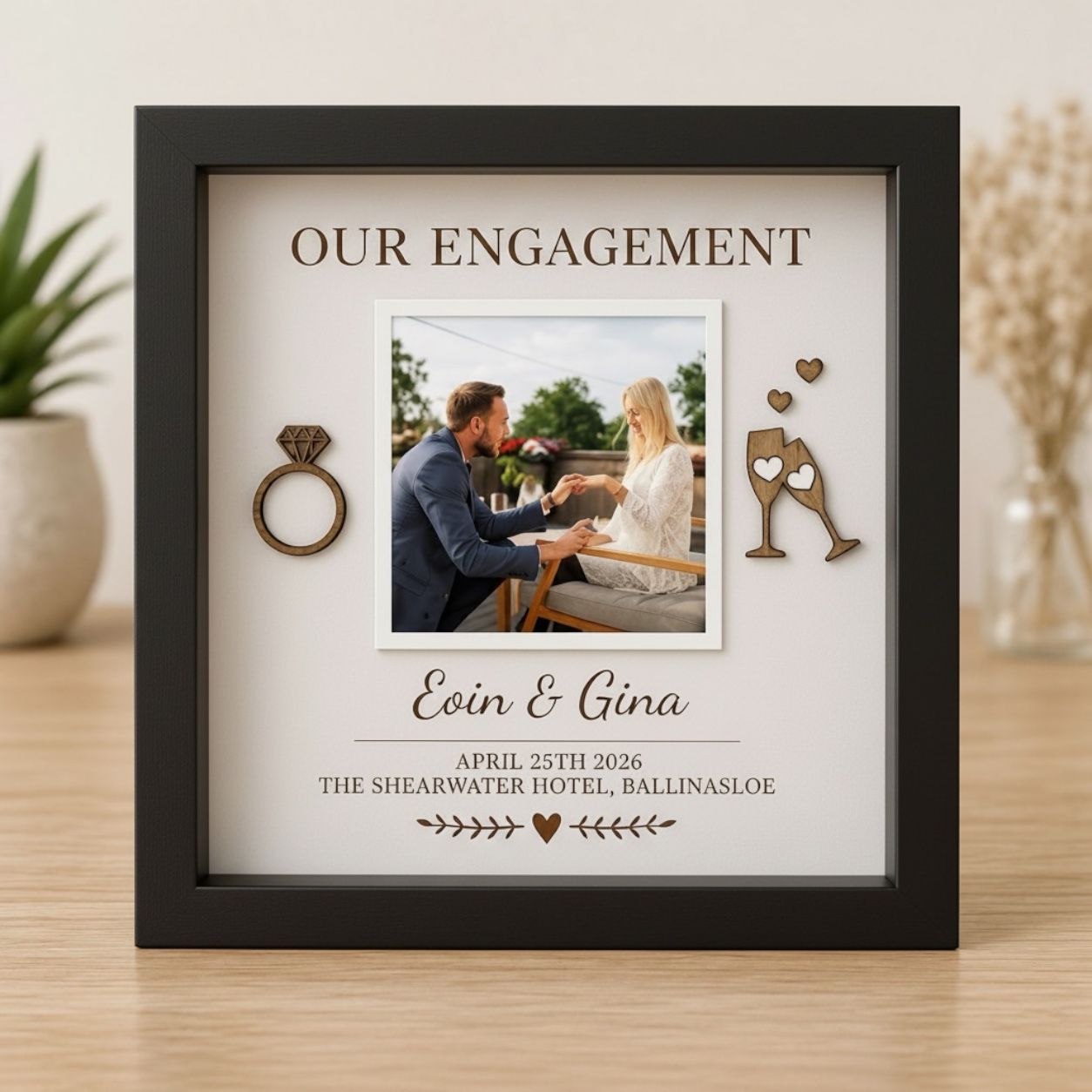 Personalised Our Engagement Day 3D Wooden Photo Frame2