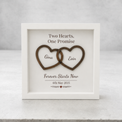 Personalised Two Hearts One Promise Wooden 3D Box Frame
