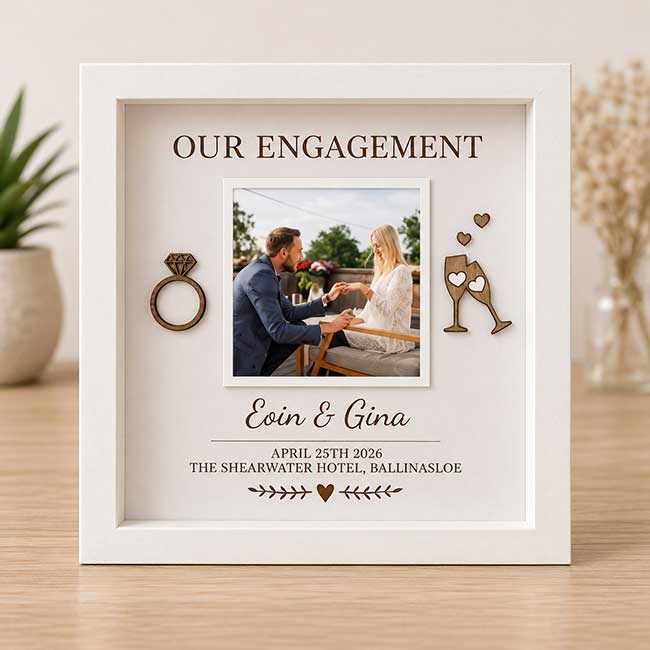 Personalised Our Engagement Day 3D Wooden Photo Frame