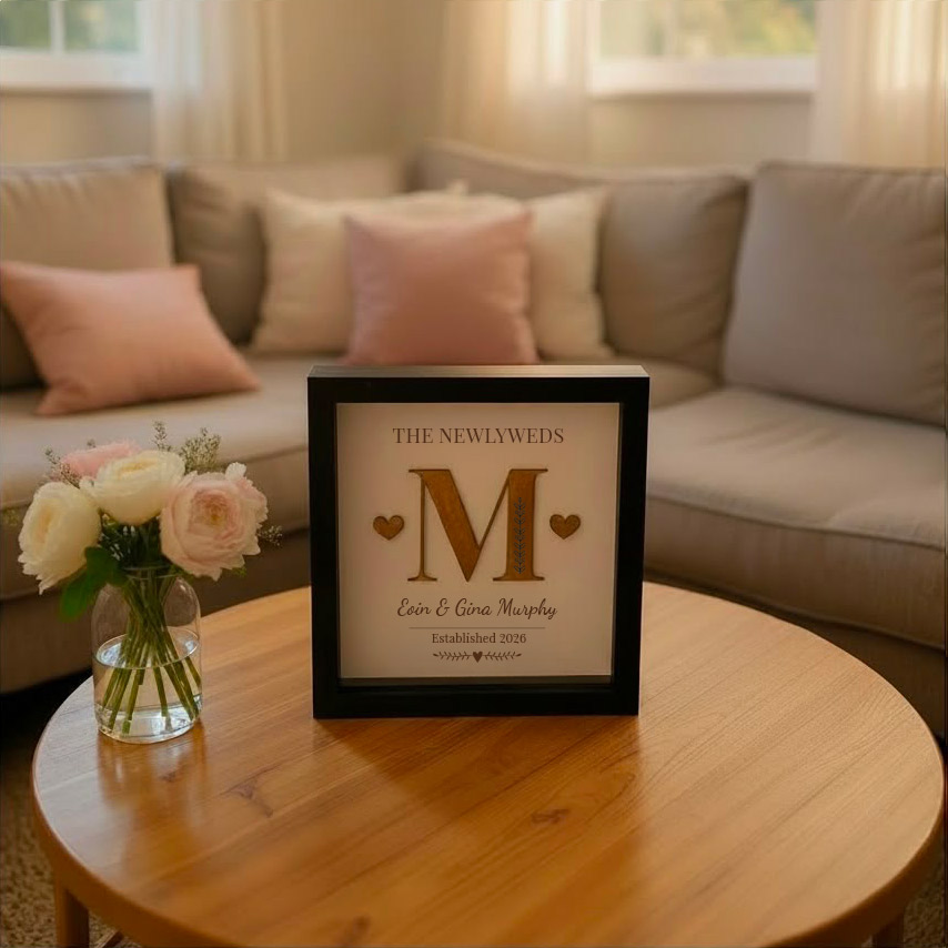 Personalised Newlyweds 3D Wooden Wedding Frame2