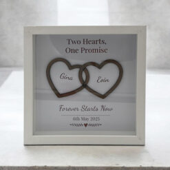 Personalised Two Hearts Wooden 3D Box Frame