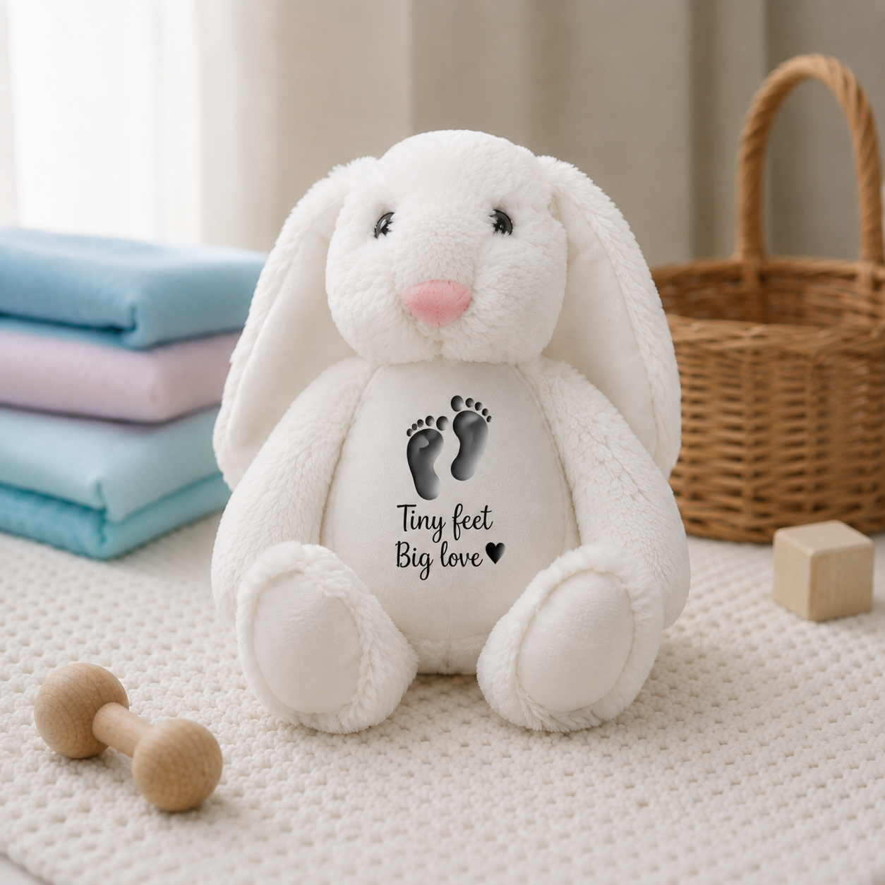 Personalised Tiny Feet Big Love Keepsake Bunny
