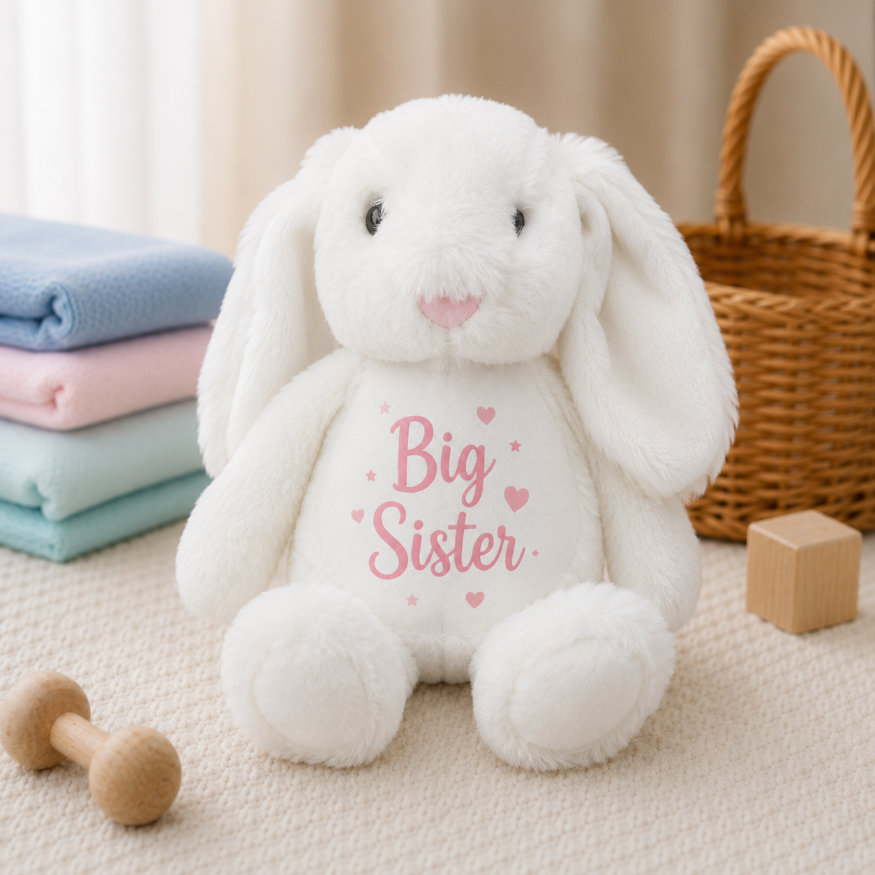 Personalised Little Sister Keepsake Bunny