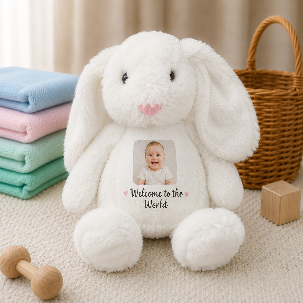 Personalised Photo Keepsake Bunny – Welcome to the World