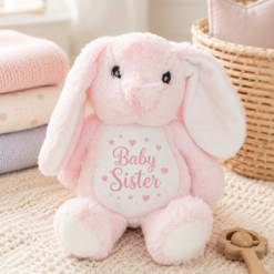Pink Personalised Little Sister Keepsake Bunny
