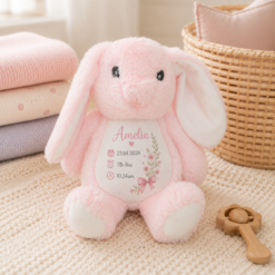 Pink Personalised Baby Birth Details Keepsake Bunny - Girl