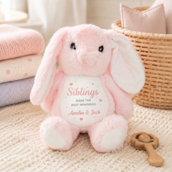 Pink Personalised Siblings Keepsake Bunny