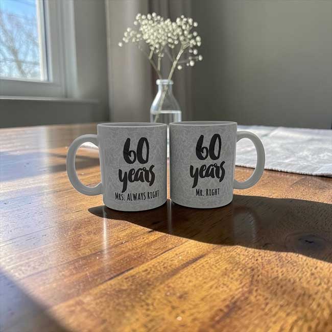 Personalised Mr Right & Mrs Always Right Anniversary Mug Set