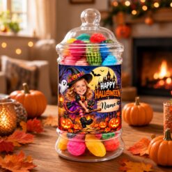 Personalised Halloween Witch Photo Sweet Jar