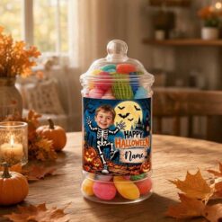Personalised Halloween Skeleton Sweet Jar